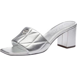 Coach Silver Quilted Heeled Mules